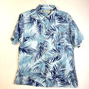 Island Republic Tropical Shirt Men Medium Blue Hawaiian Relaxed Fit Beach Collar